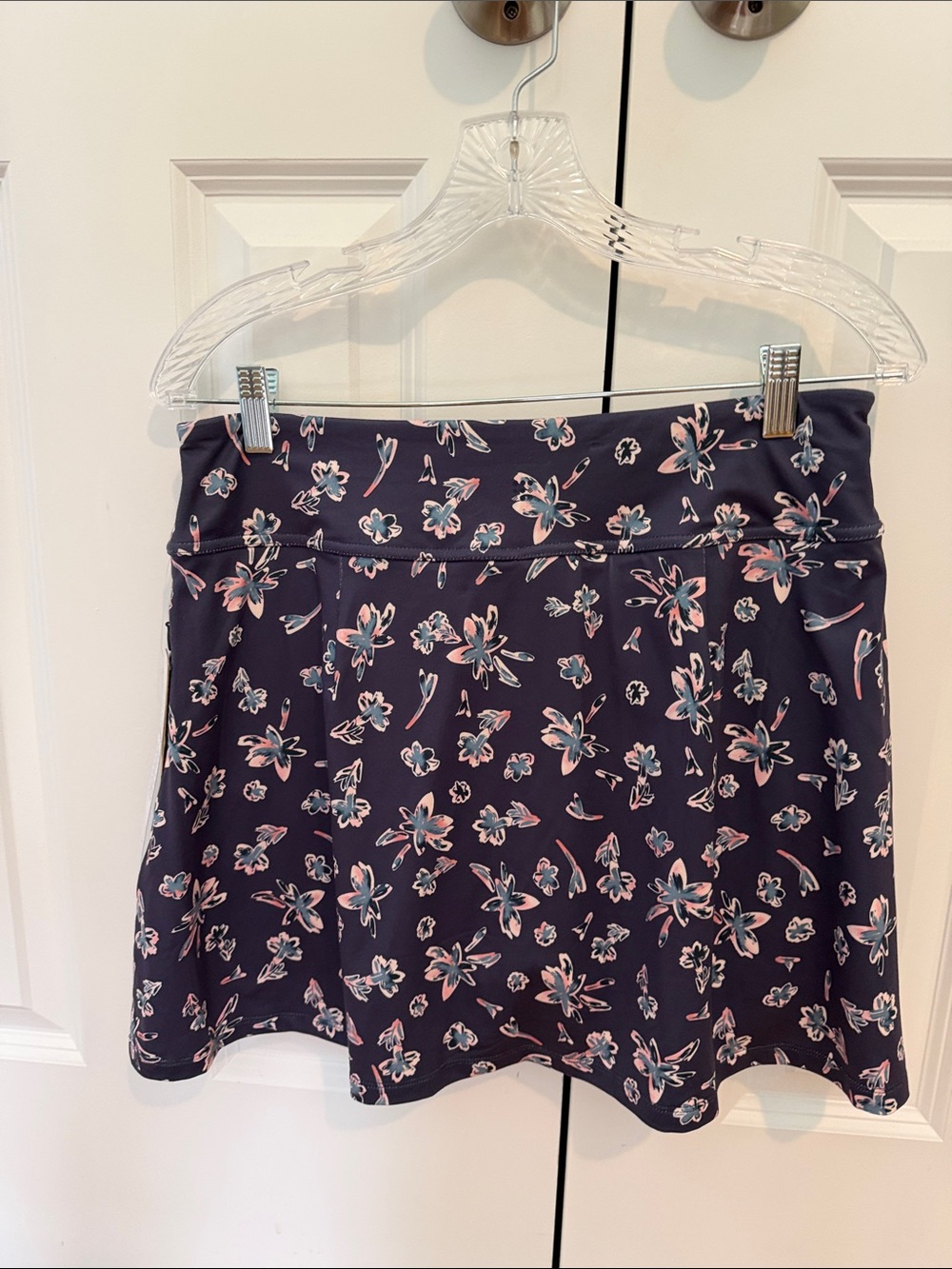 Title Nine Navy Floral Mini Skort with Pink Accents